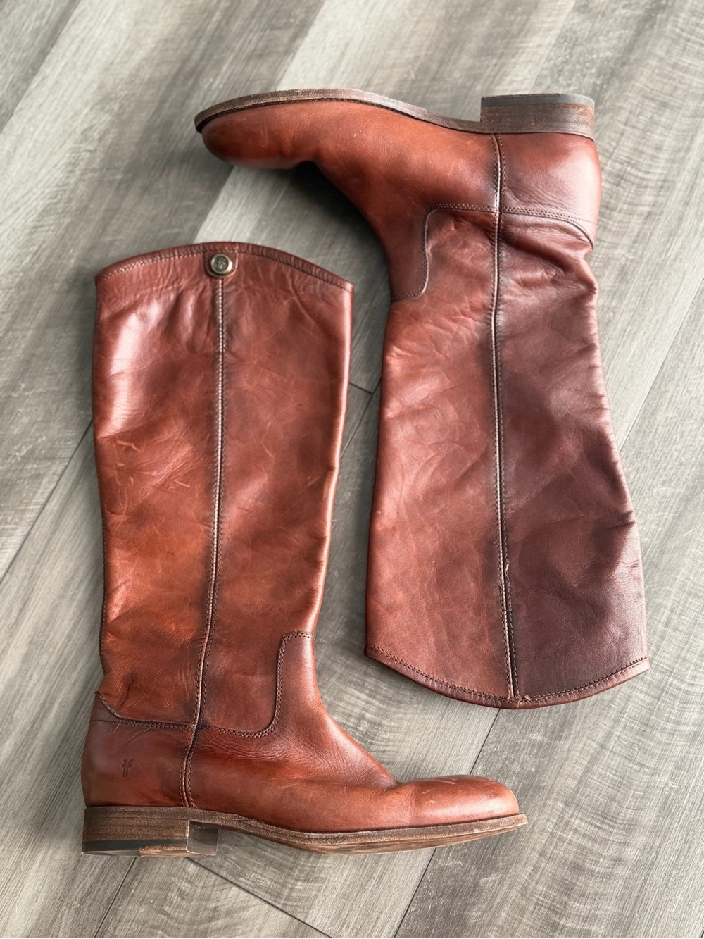 Frye Womens Sz 10 Melissa Button 2 Leather Knee High Pull-On Riding Boots Cognac
